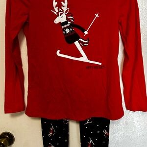Justice Girls Red Holiday Reindeer Pajama Set